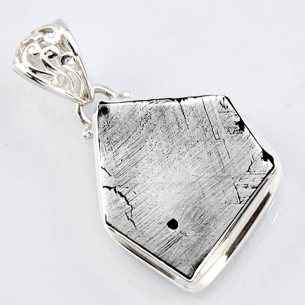 15.55cts natural grey meteorite gibeon 925 sterling silver pendant jewelry r3467