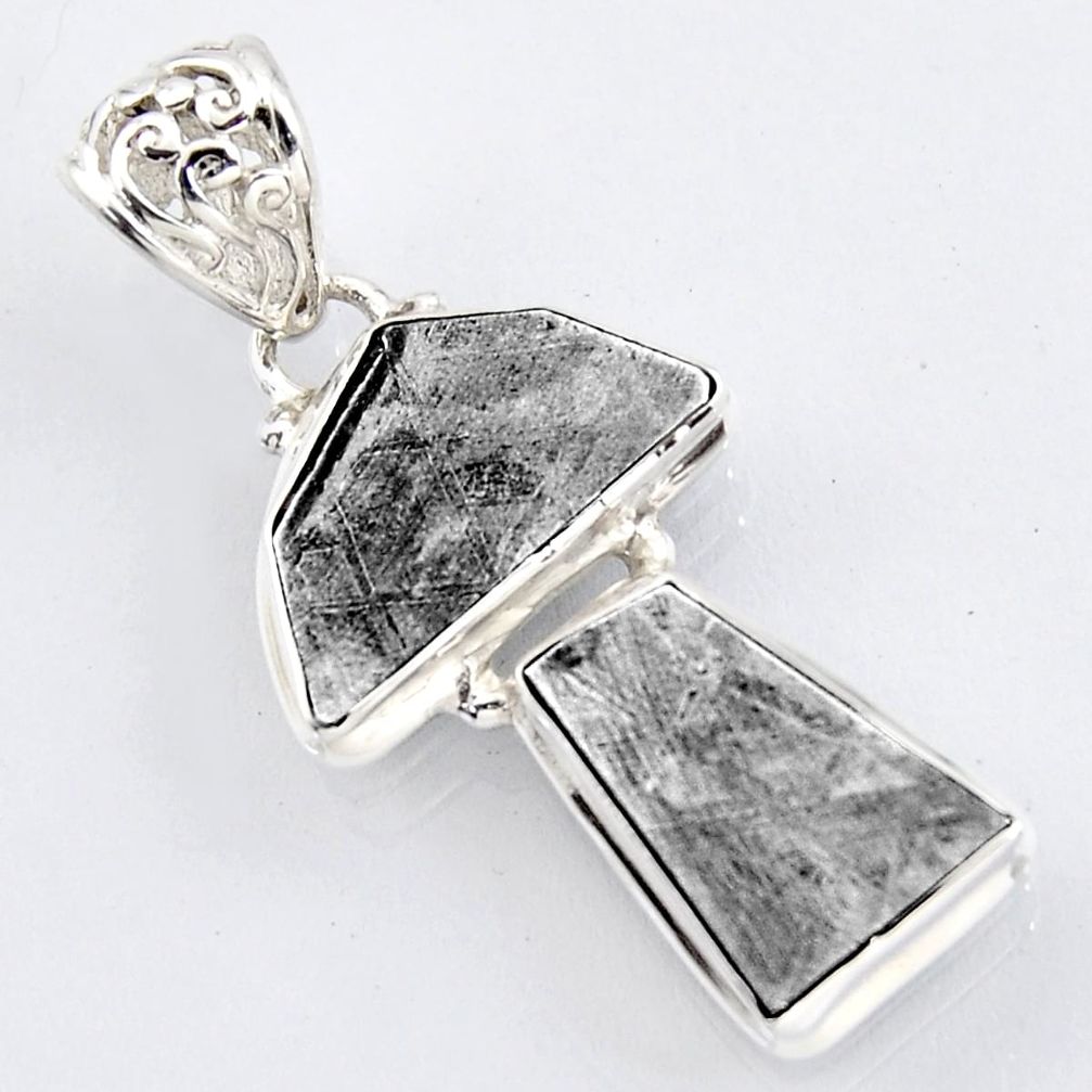 16.17cts natural grey meteorite gibeon 925 sterling silver pendant jewelry r3473