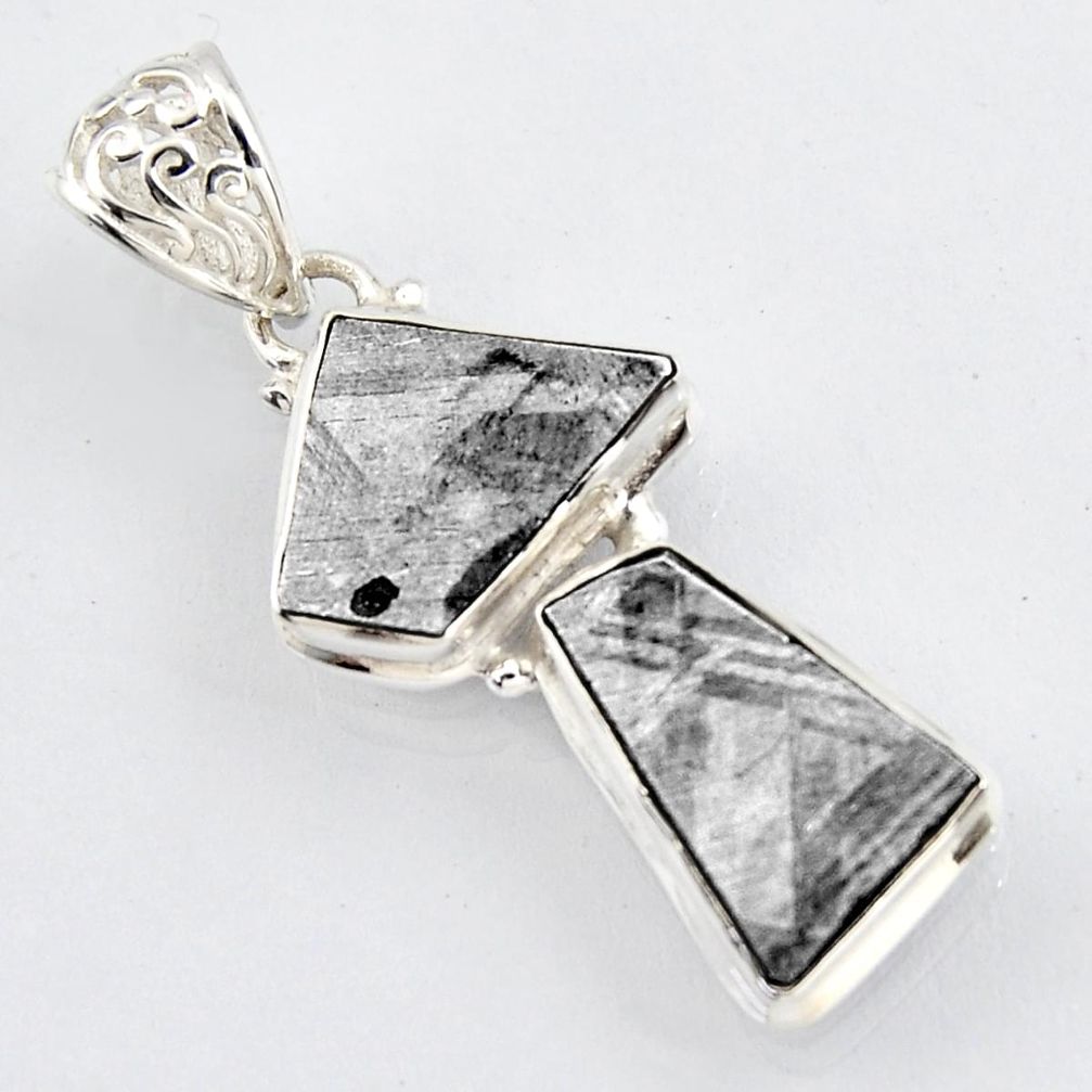 16.06cts natural grey meteorite gibeon 925 sterling silver pendant jewelry r3481