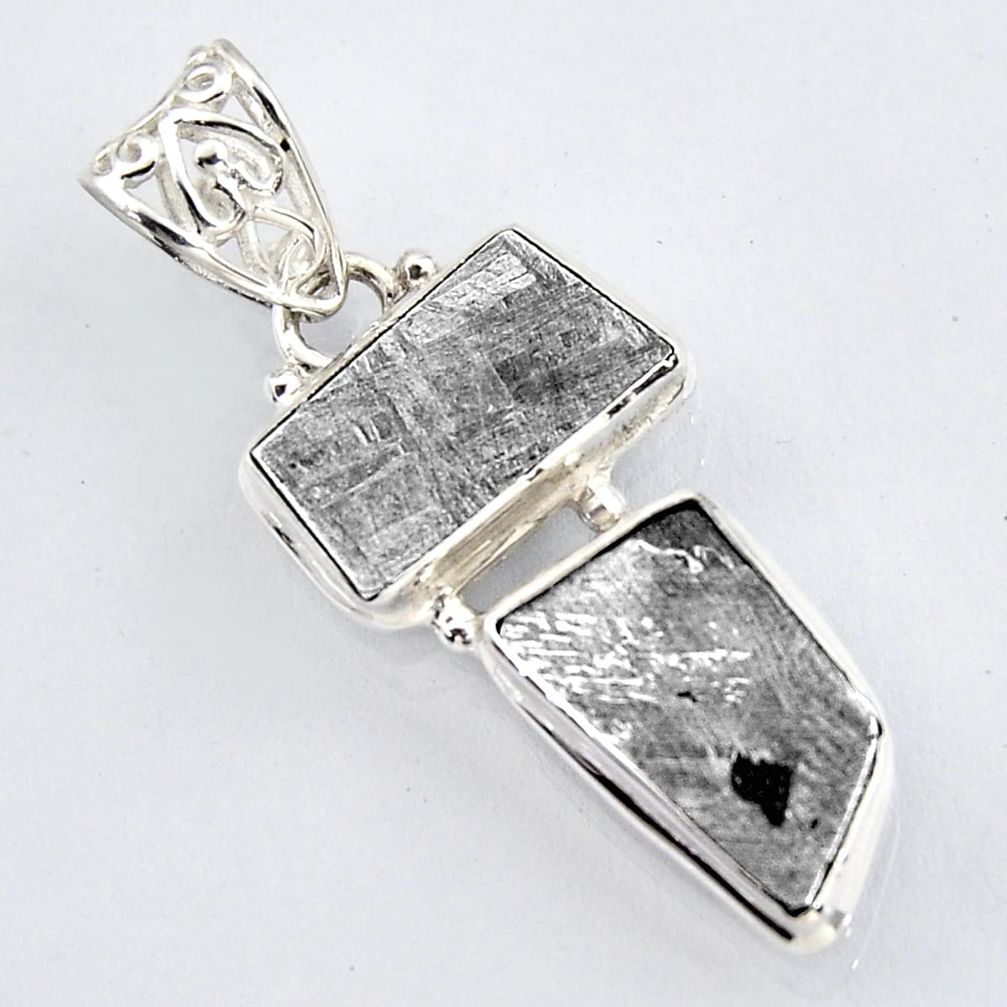 15.02cts natural grey meteorite gibeon 925 sterling silver pendant jewelry r3492