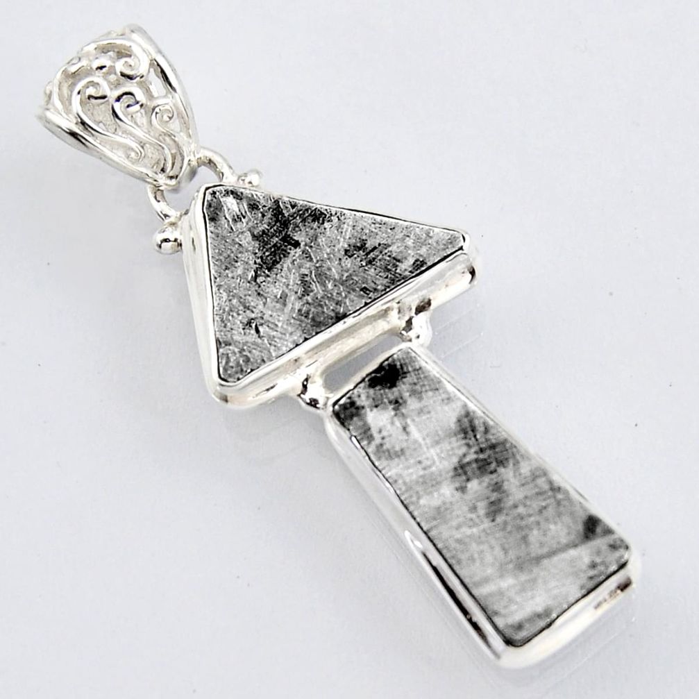 16.85cts natural grey meteorite gibeon 925 sterling silver pendant jewelry r3493