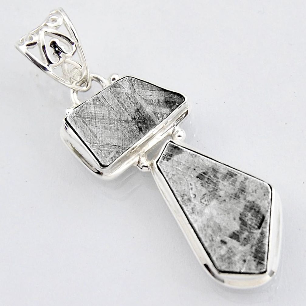 16.06cts natural grey meteorite gibeon 925 sterling silver pendant jewelry r3496