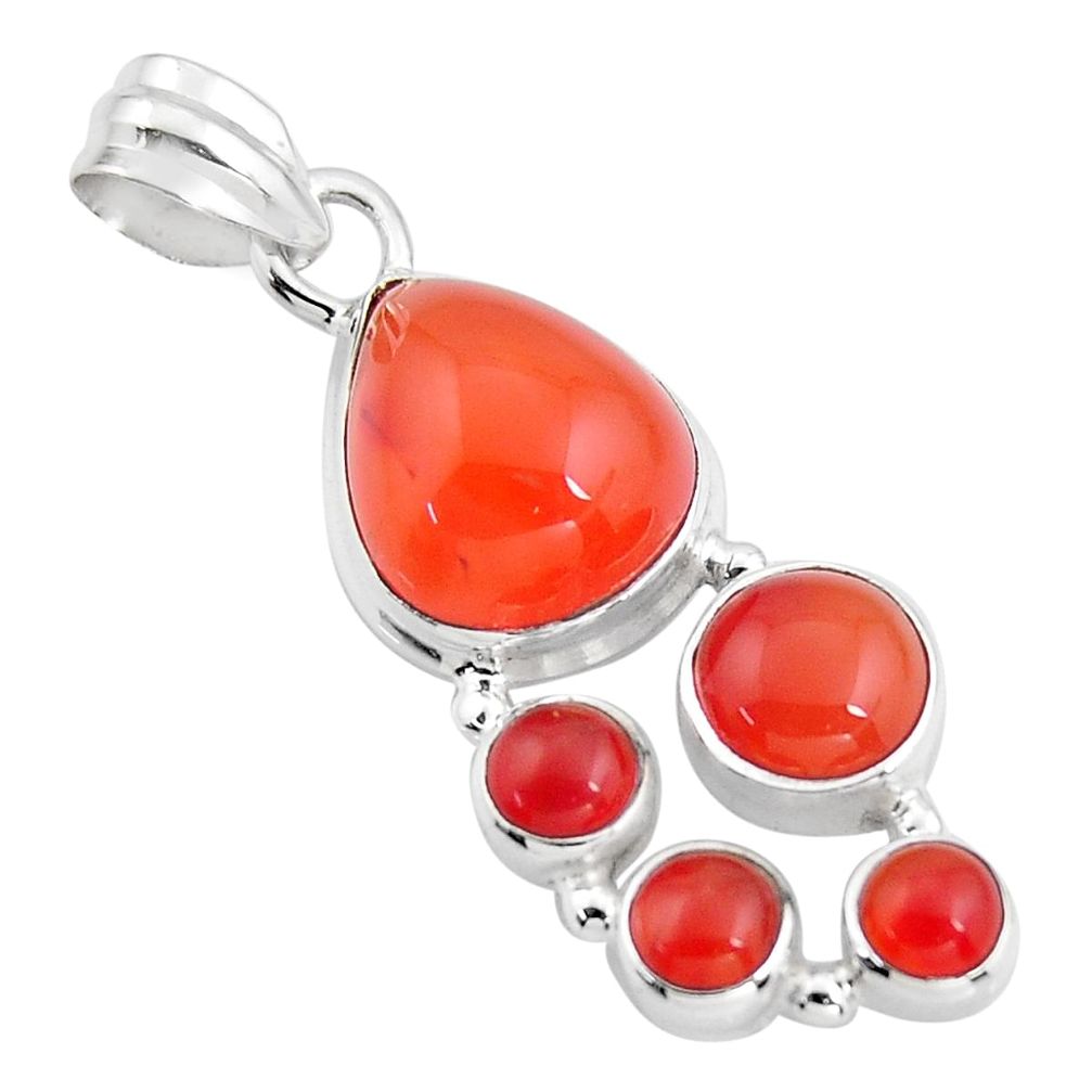 10.99cts natural orange cornelian (carnelian) 925 sterling silver pendant r4762