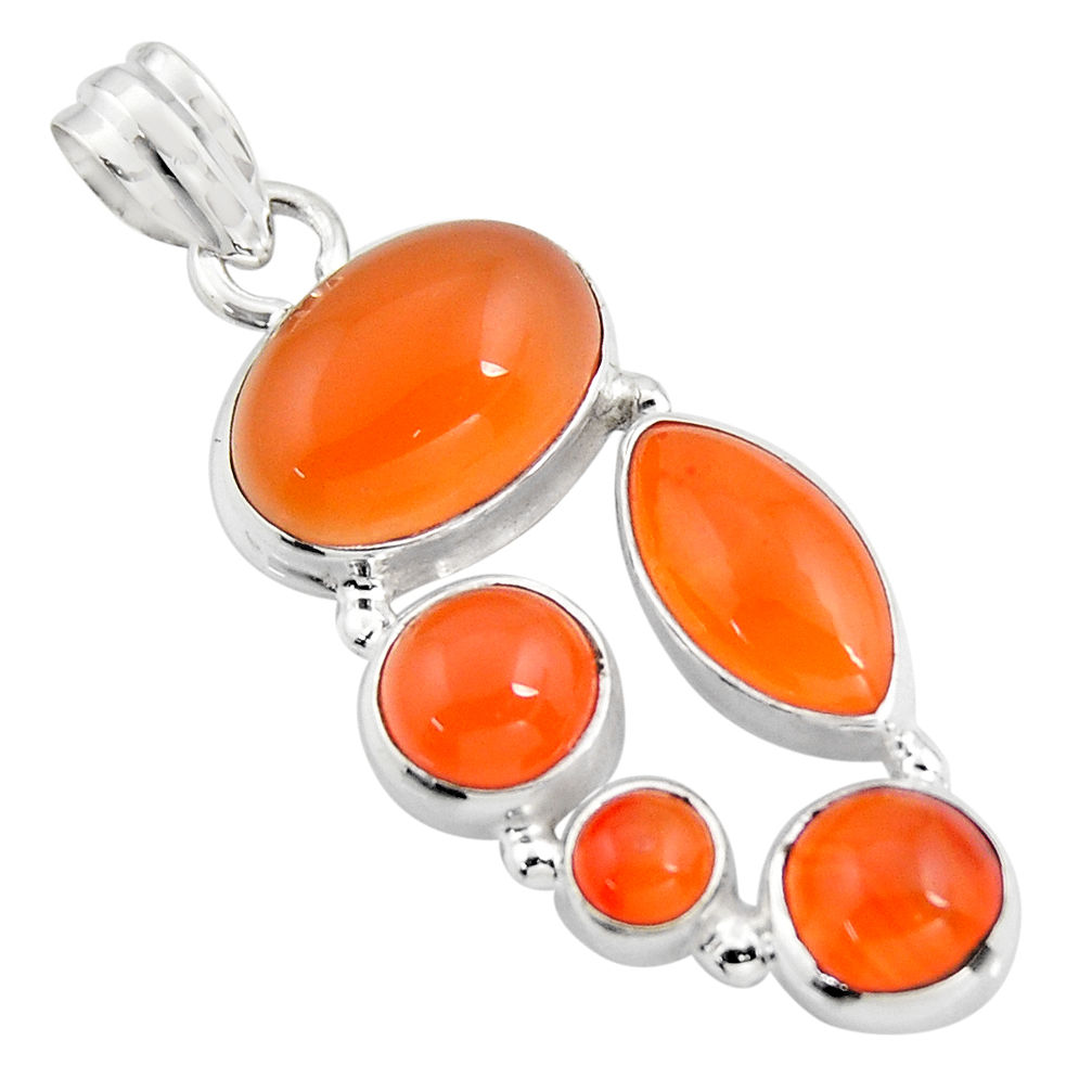 18.46cts natural orange cornelian (carnelian) 925 sterling silver pendant r4765