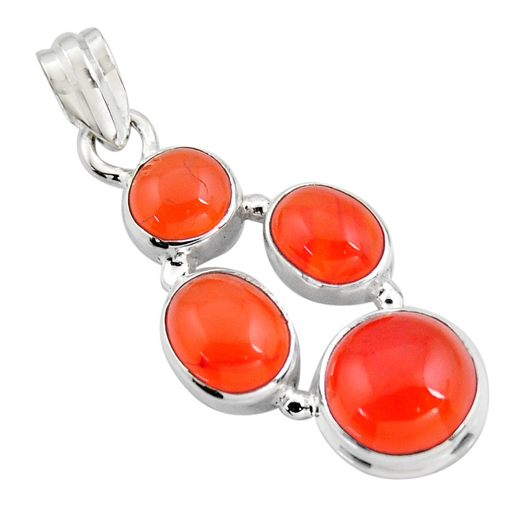 10.37cts natural orange cornelian (carnelian) 925 sterling silver pendant r4767