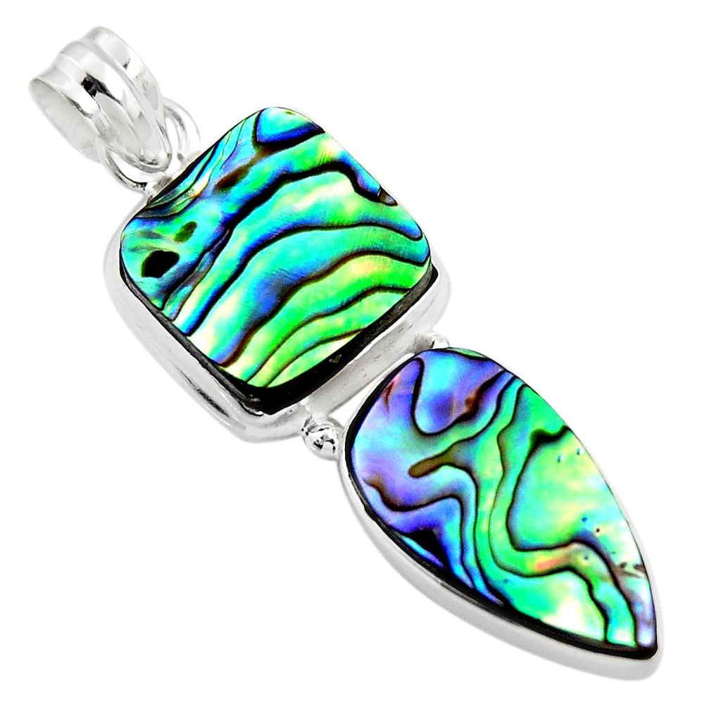 925 sterling silver 15.97cts natural green abalone paua seashell pendant r4783