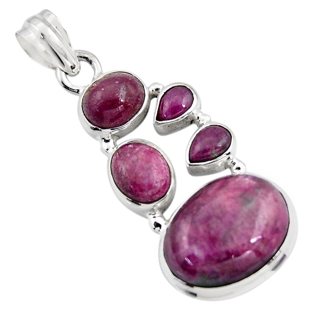925 sterling silver 16.89cts natural pink ruby zoisite pendant jewelry r4793
