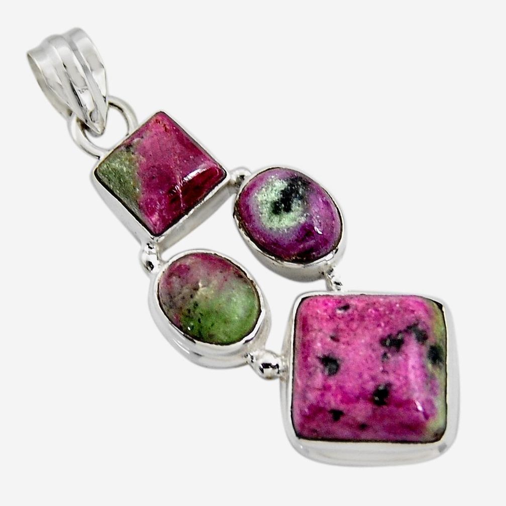 925 sterling silver 15.69cts natural pink ruby zoisite pendant jewelry r4800