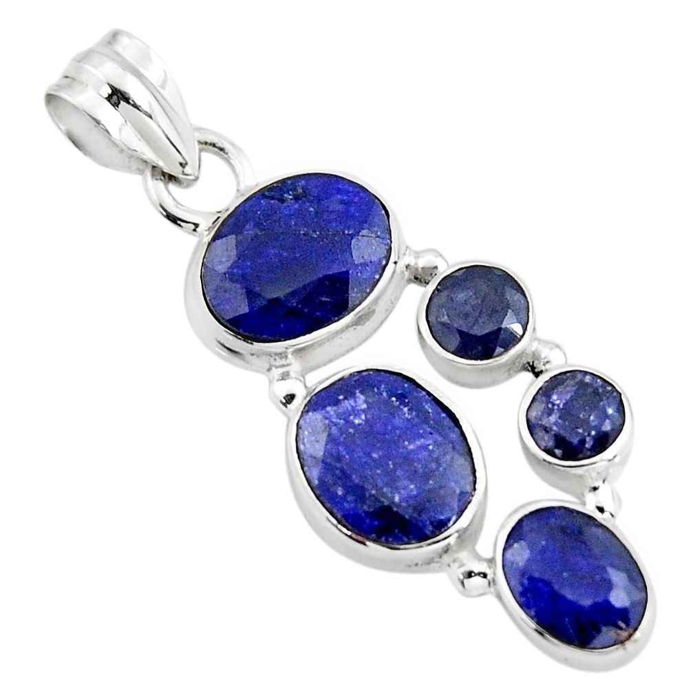 11.02cts natural blue sapphire 925 sterling silver pendant jewelry r4801