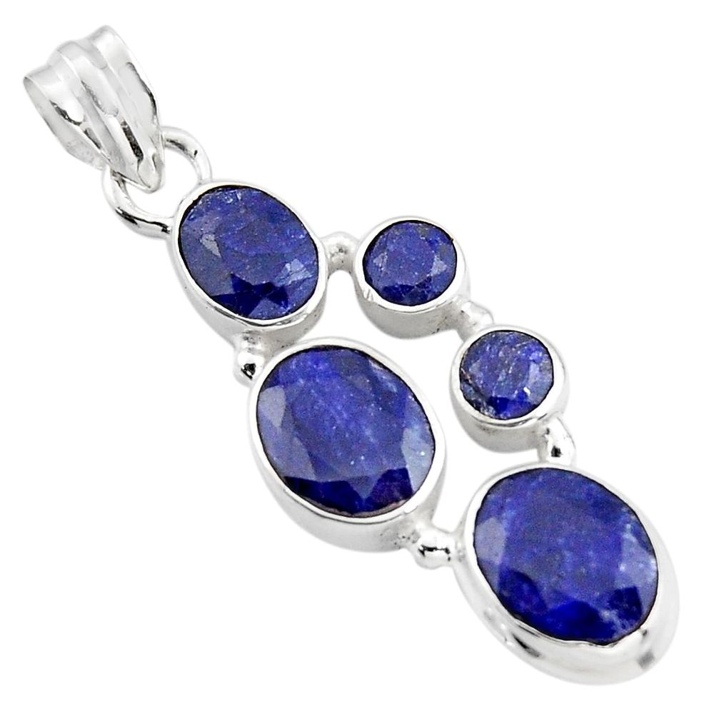 925 sterling silver 11.27cts natural blue sapphire pendant jewelry r4804