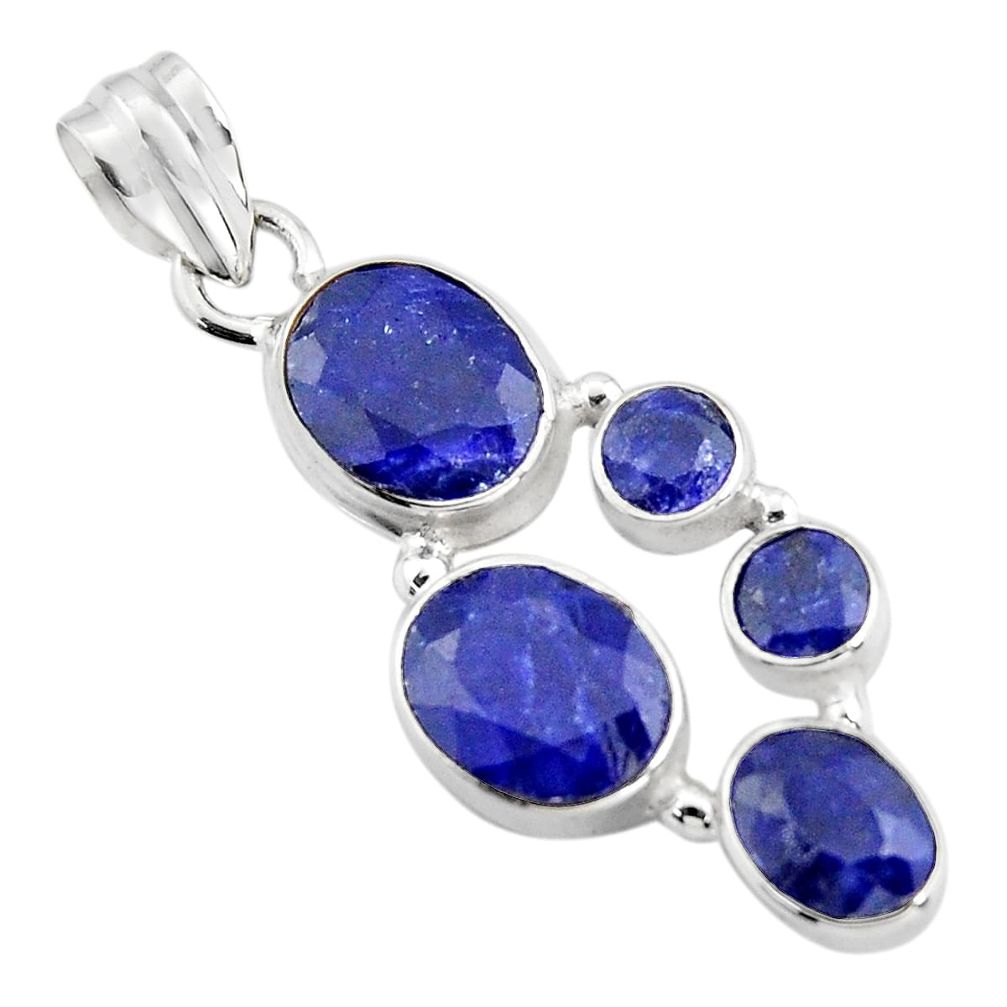 11.66cts natural blue sapphire 925 sterling silver pendant jewelry r4805