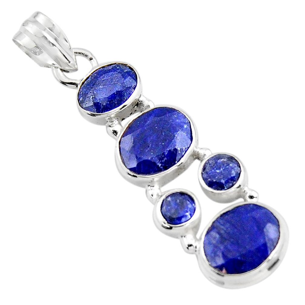 11.02cts natural blue sapphire 925 sterling silver pendant jewelry r4806
