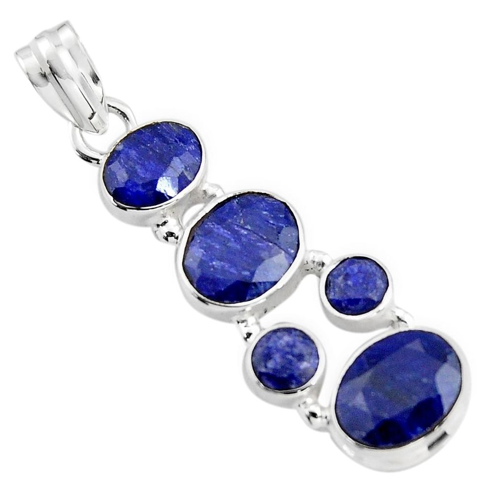 11.37cts natural blue sapphire 925 sterling silver pendant jewelry r4809