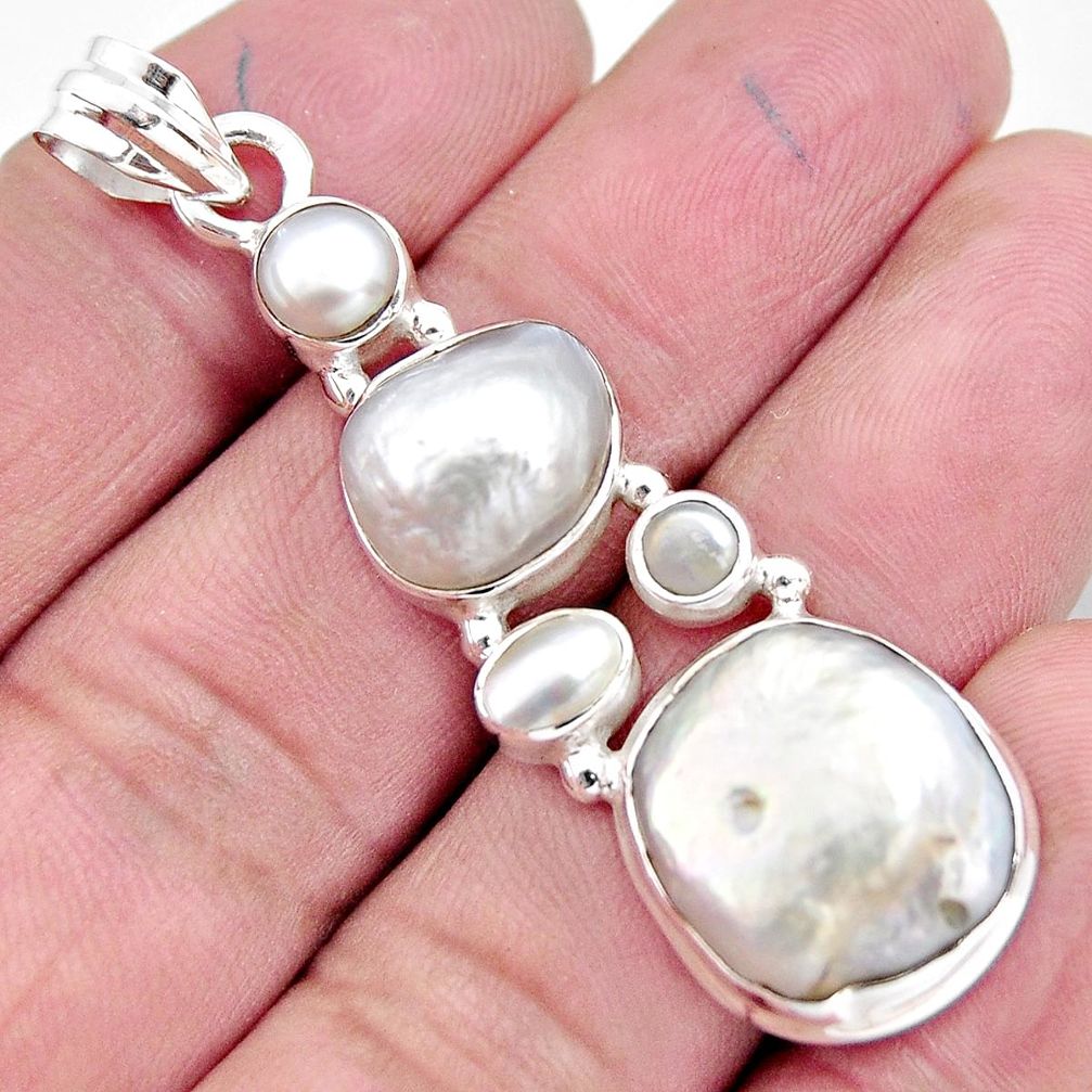 19.50cts natural white pearl 925 sterling silver pendant jewelry r4820