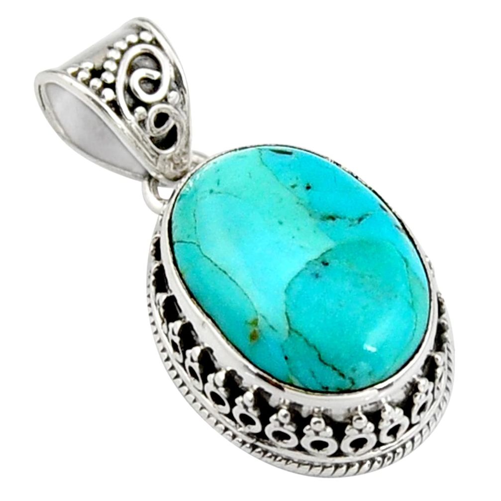 13.69cts green arizona mohave turquoise 925 sterling silver pendant r4848