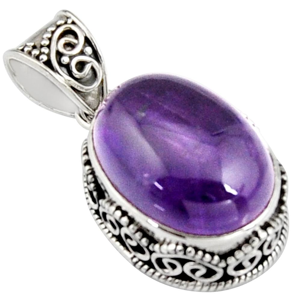 14.22cts natural purple amethyst 925 sterling silver pendant jewelry r4862