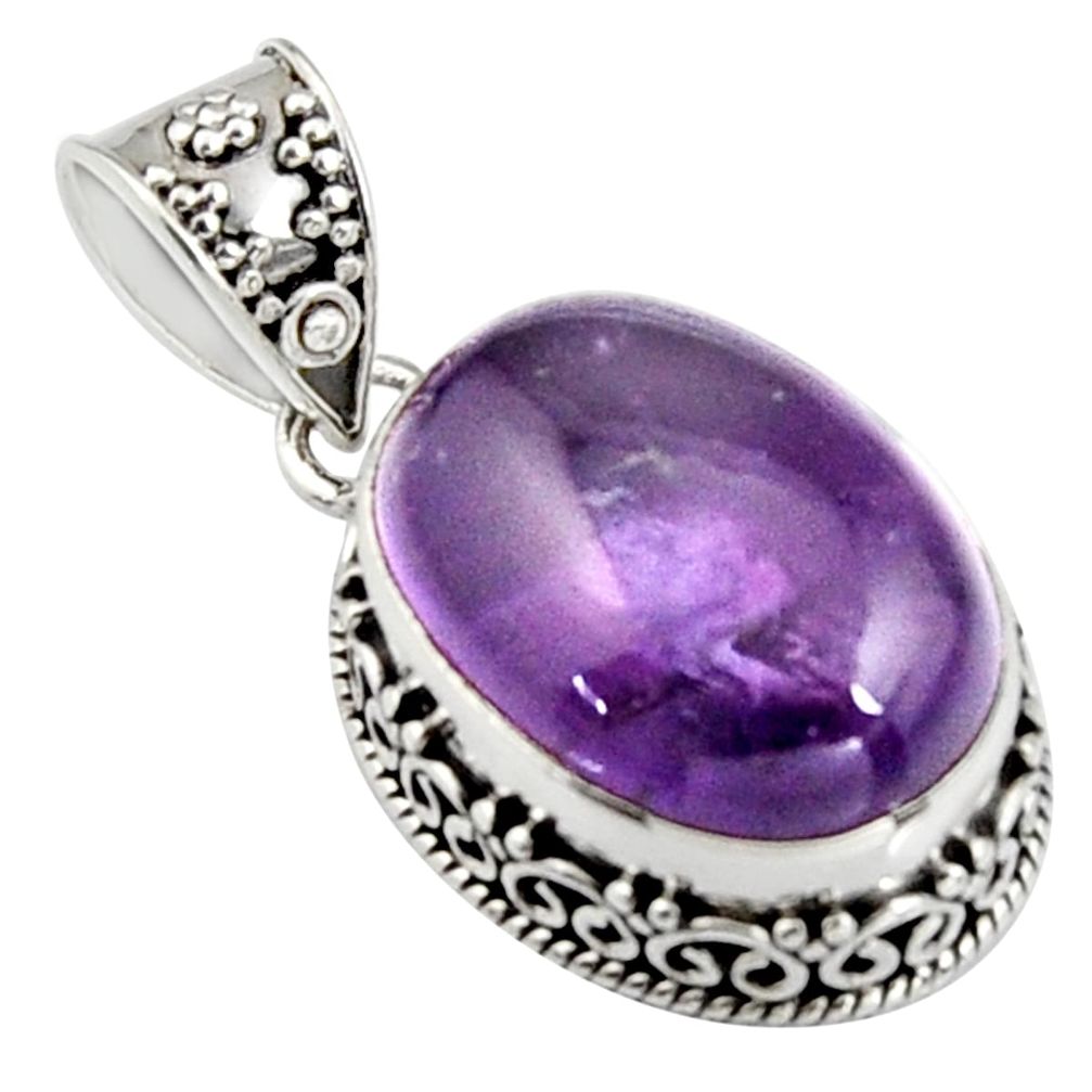 13.77cts natural purple amethyst 925 sterling silver pendant jewelry r4868