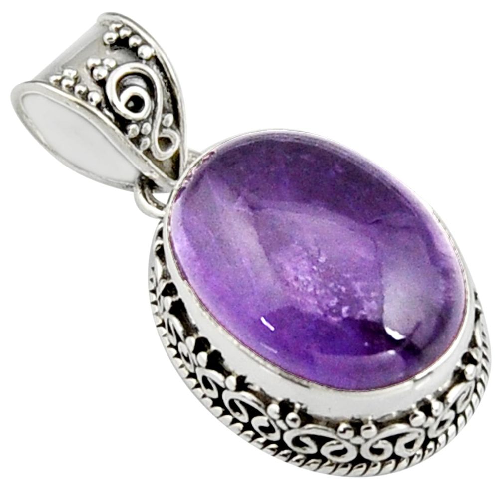 925 sterling silver 13.46cts natural purple amethyst oval shape pendant r4870