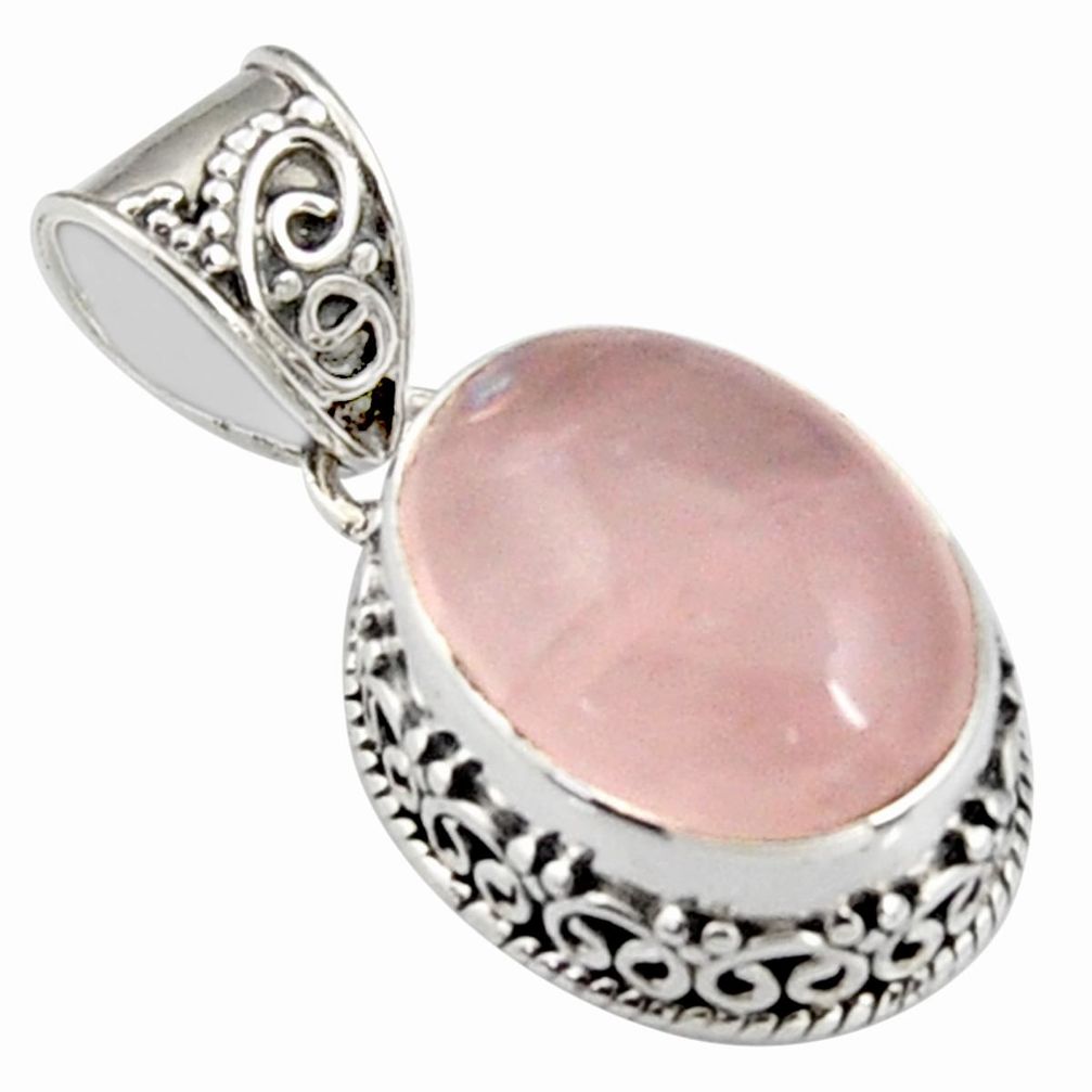 10.02cts natural pink rose quartz 925 sterling silver pendant jewelry r4877