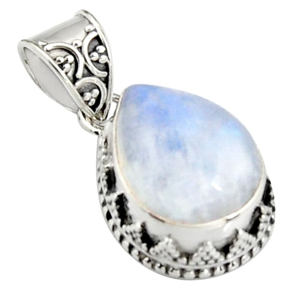 9.68cts natural rainbow moonstone 925 sterling silver pendant jewelry r4882