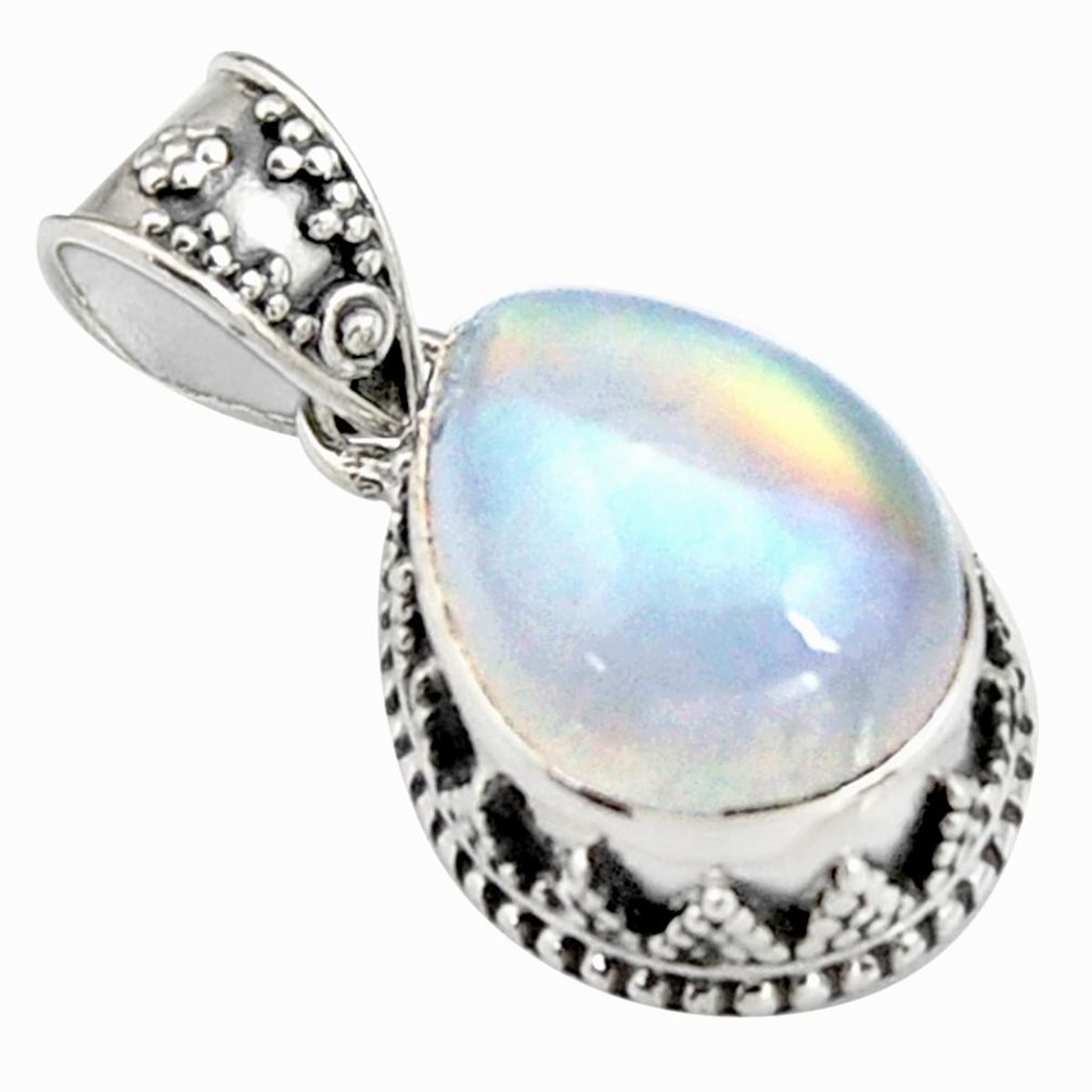 10.33cts natural rainbow moonstone 925 sterling silver pendant jewelry r4886