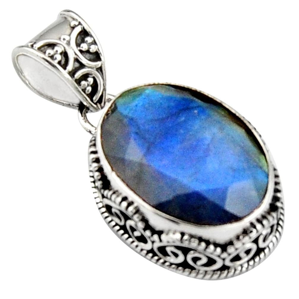 925 sterling silver 13.79cts natural blue labradorite pendant jewelry r4894