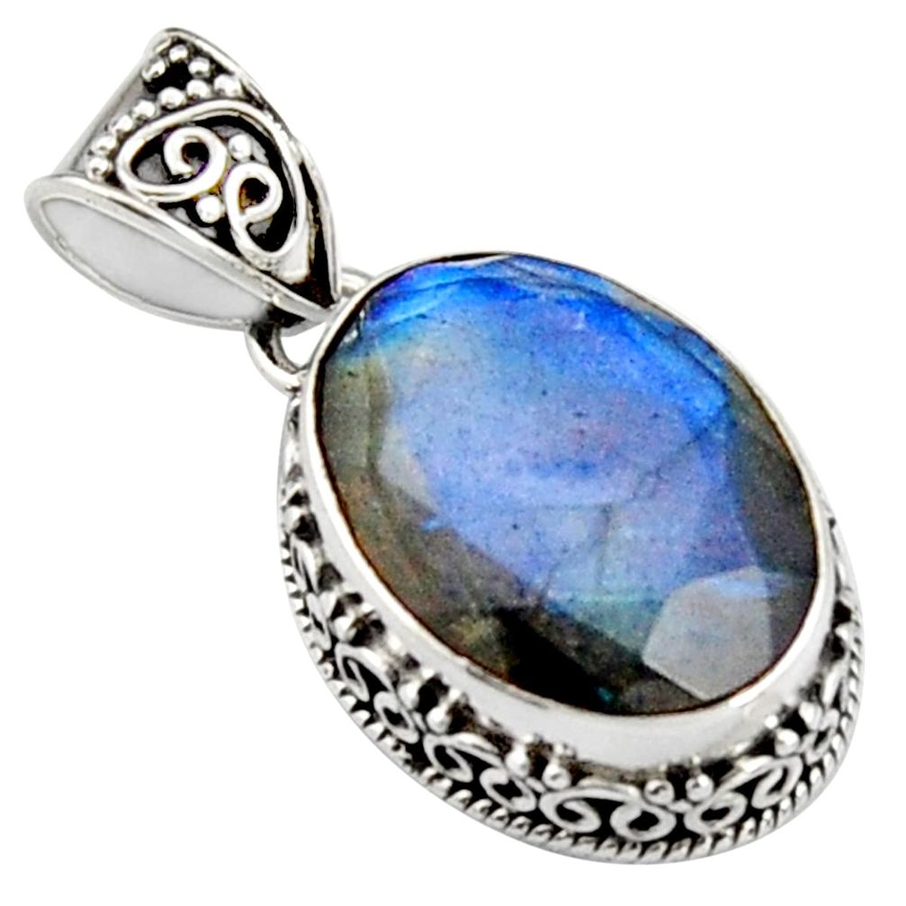 14.21cts natural blue labradorite 925 sterling silver pendant jewelry r4897