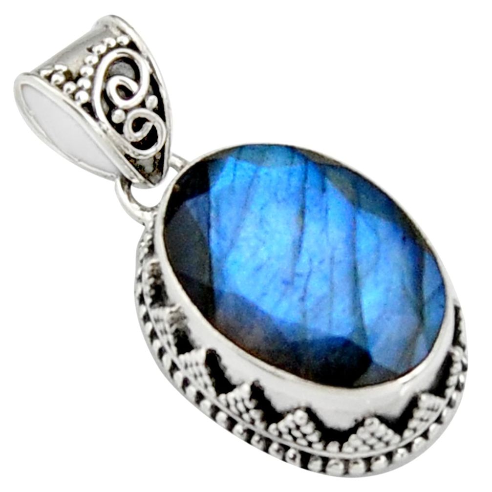 14.21cts natural blue labradorite 925 sterling silver pendant jewelry r4900