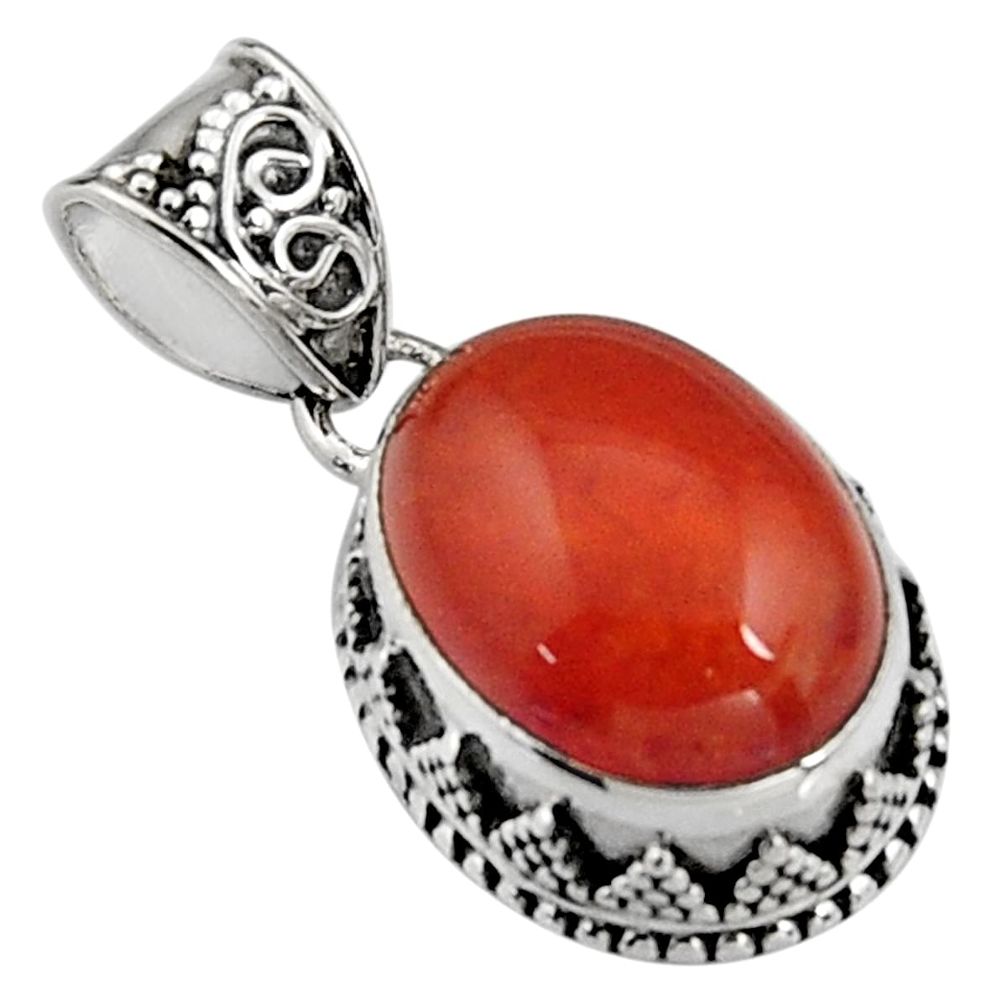 11.54cts natural orange cornelian (carnelian) 925 sterling silver pendant r5152