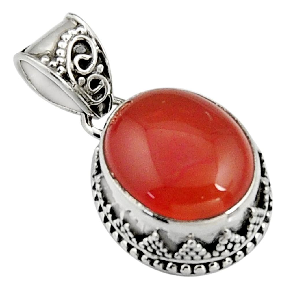 10.33cts natural orange cornelian (carnelian) 925 sterling silver pendant r5158