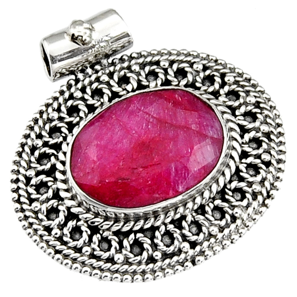 10.89cts natural red ruby 925 sterling silver pendant jewelry r5185