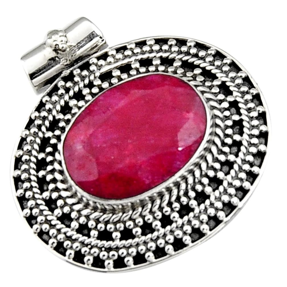 11.54cts natural red ruby oval shape 925 sterling silver pendant jewelry r5186