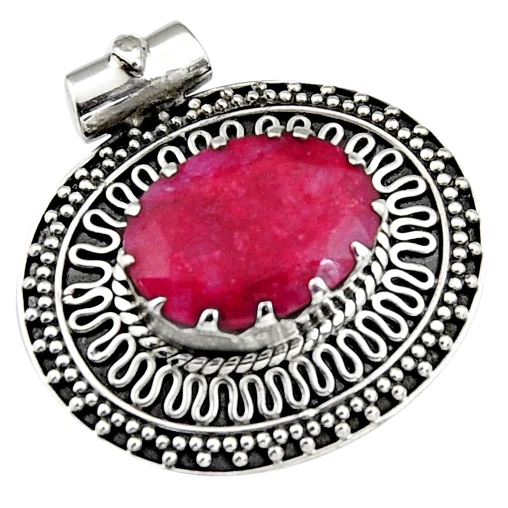 10.44cts natural red ruby oval 925 sterling silver pendant jewelry r5189