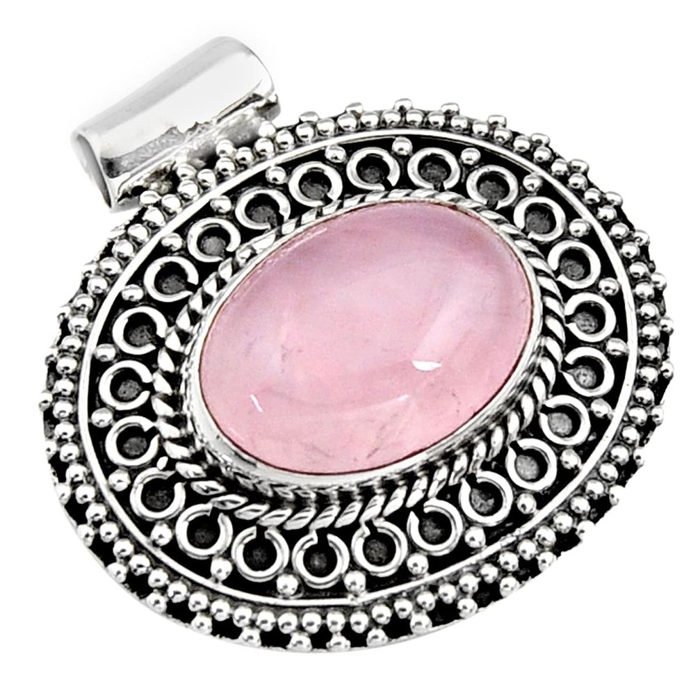 10.33cts natural pink rose quartz 925 sterling silver pendant jewelry r5210