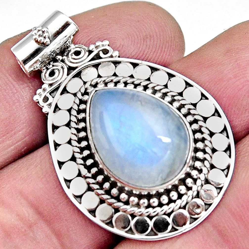10.86cts natural rainbow moonstone 925 sterling silver pendant jewelry r5220