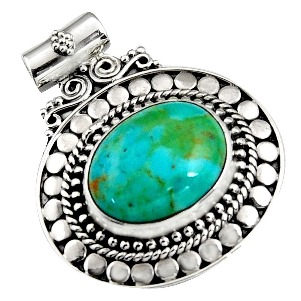 10.99cts green arizona mohave turquoise 925 sterling silver pendant r5223