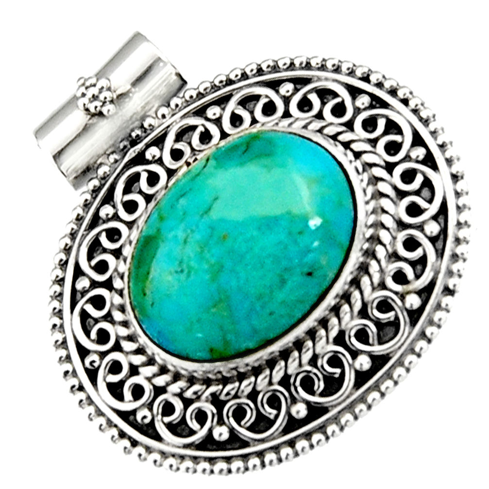 9.64cts green arizona mohave turquoise 925 sterling silver pendant jewelry r5227