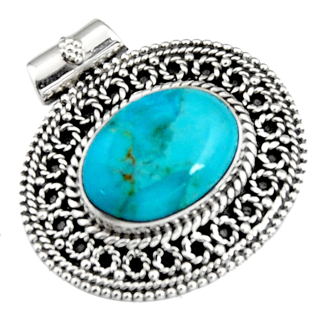 10.92cts green arizona mohave turquoise 925 sterling silver pendant r5231