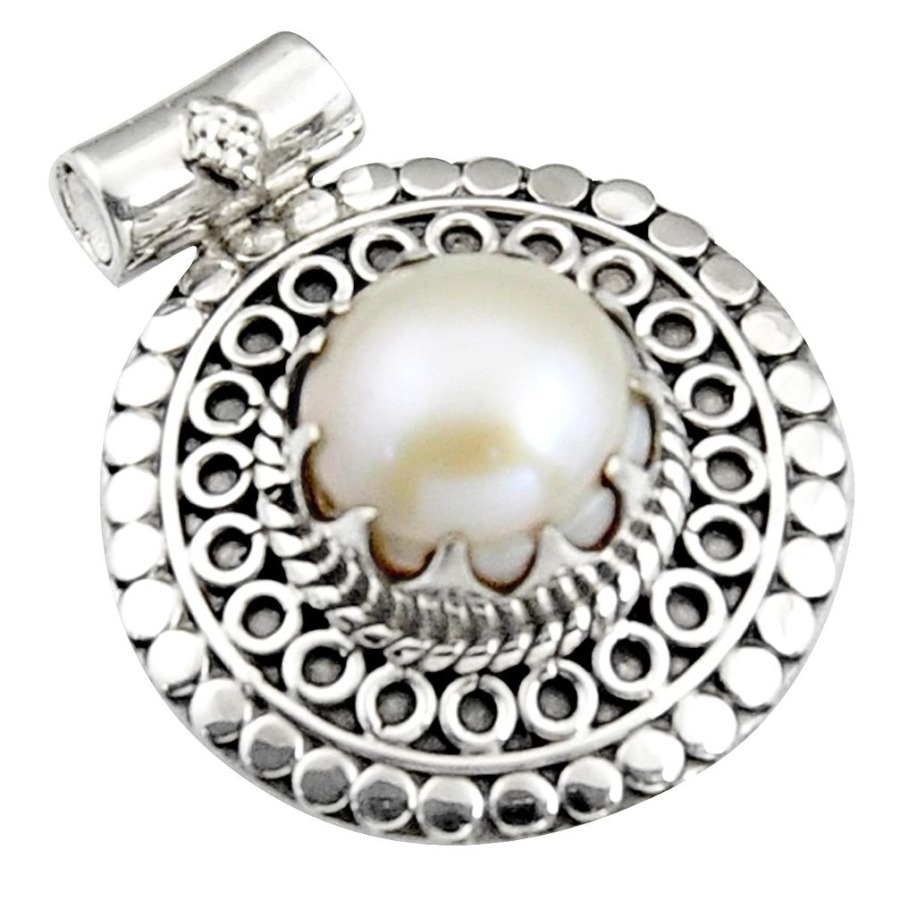 6.18cts natural white pearl round 925 sterling silver pendant jewelry r5252