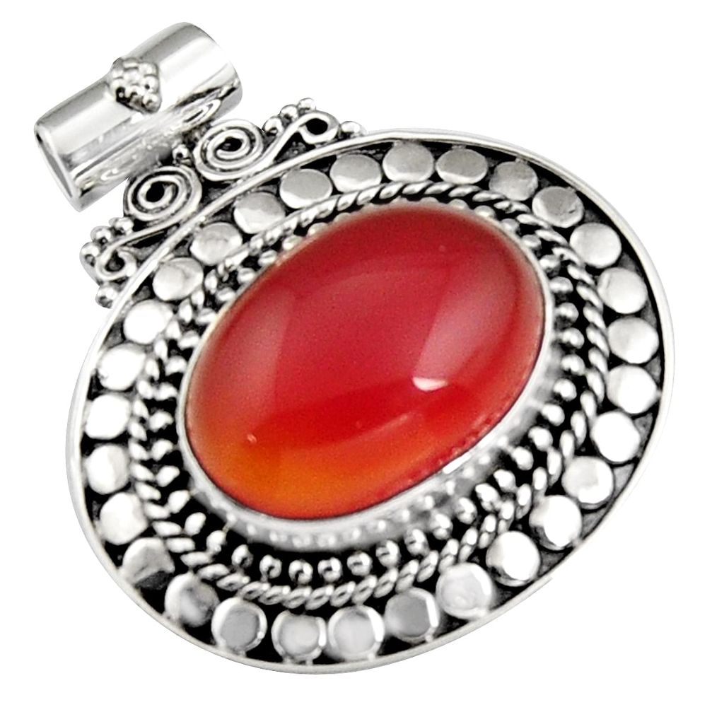 13.90cts natural orange cornelian (carnelian) 925 sterling silver pendant r5271