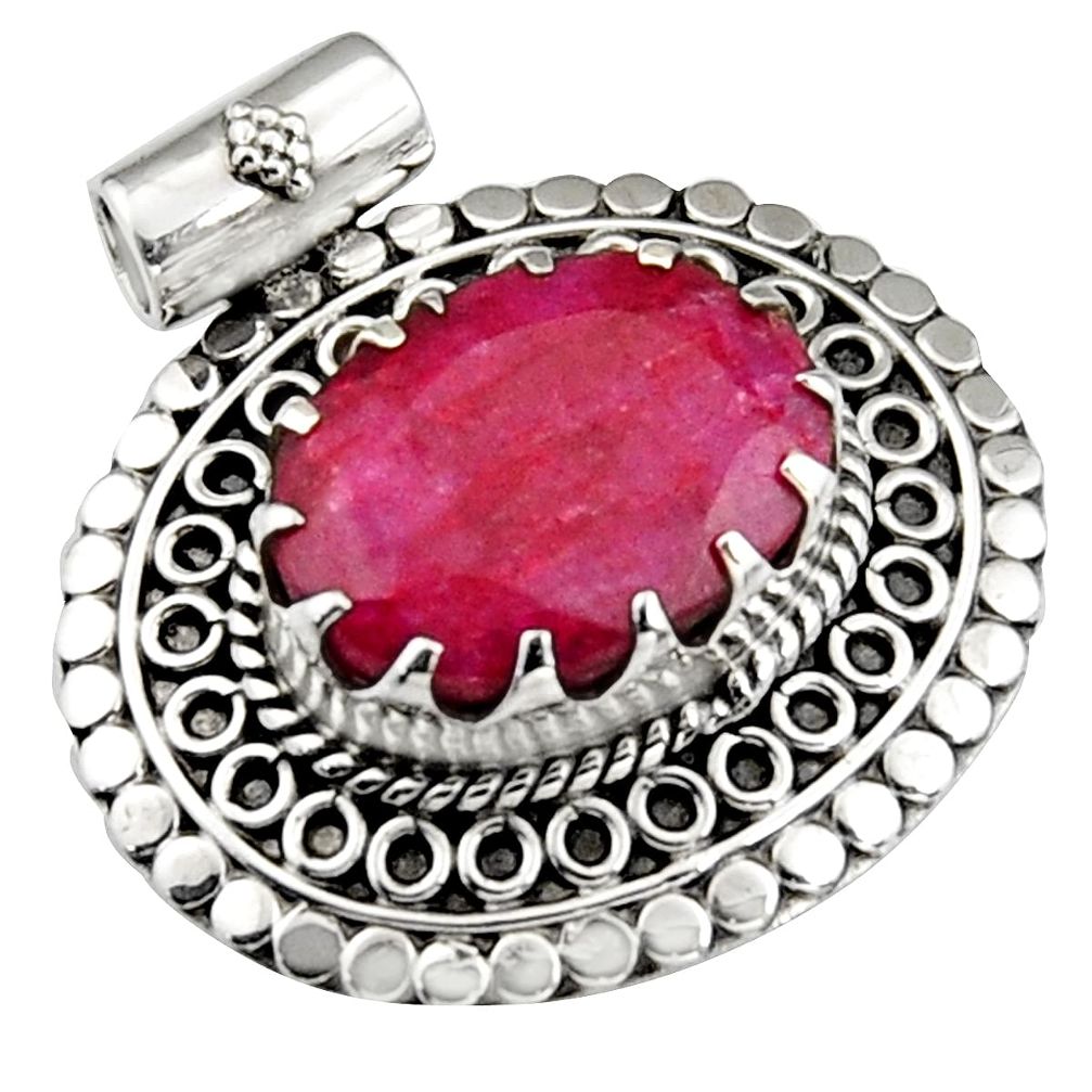 10.47cts natural red ruby 925 sterling silver pendant jewelry r5274