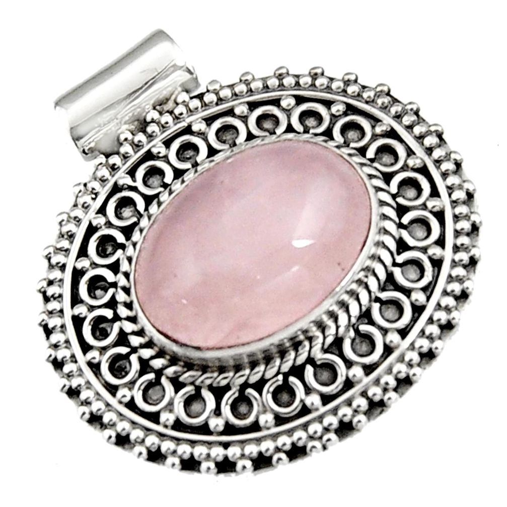 10.33cts natural pink rose quartz 925 sterling silver pendant jewelry r5279