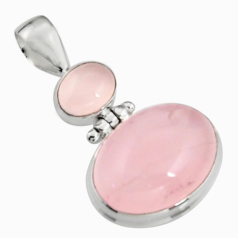 925 sterling silver 17.55cts natural pink rose quartz pendant jewelry r5280