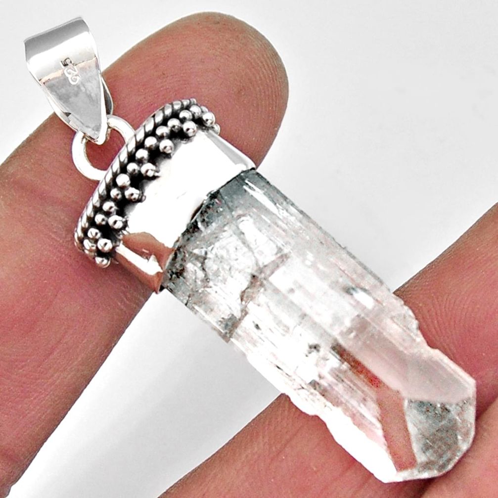 23.46cts natural white danburite rough 925 sterling silver pendant jewelry r5313