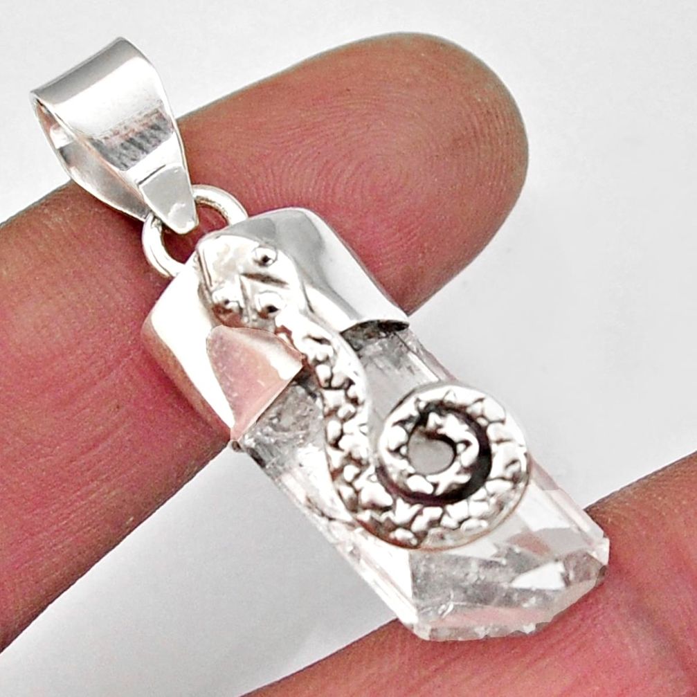 19.99cts natural white danburite rough 925 sterling silver snake pendant r5322