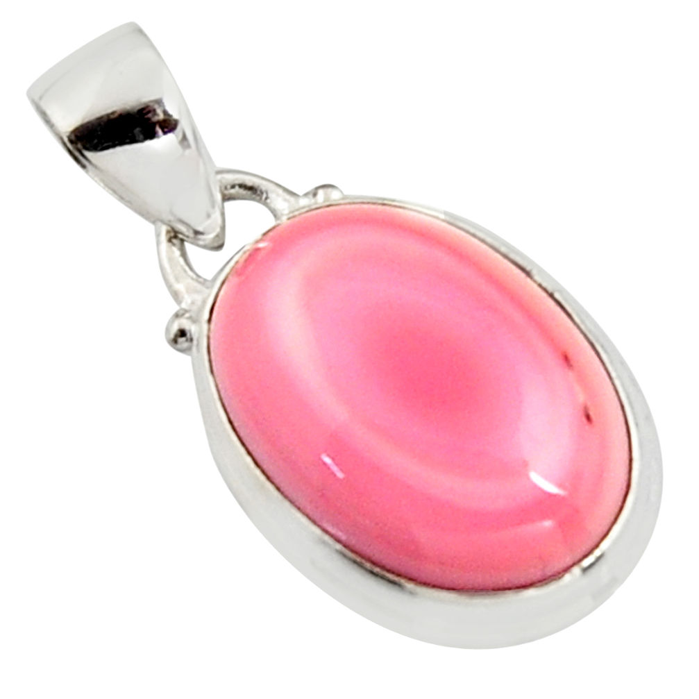 925 sterling silver 13.08cts natural pink queen conch shell oval pendant r5369