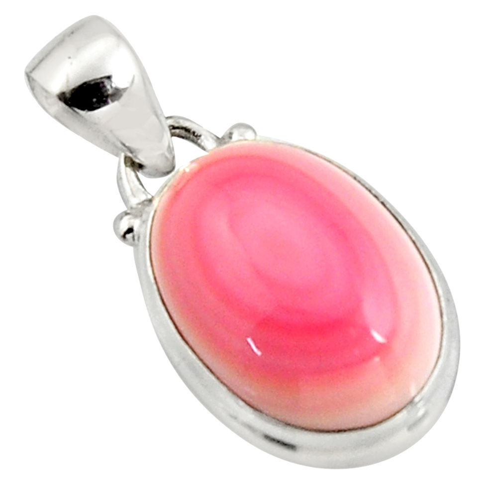 925 sterling silver 13.20cts natural pink queen conch shell oval pendant r5374