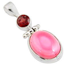 11.66cts natural pink queen conch shell garnet 925 sterling silver pendant r5381
