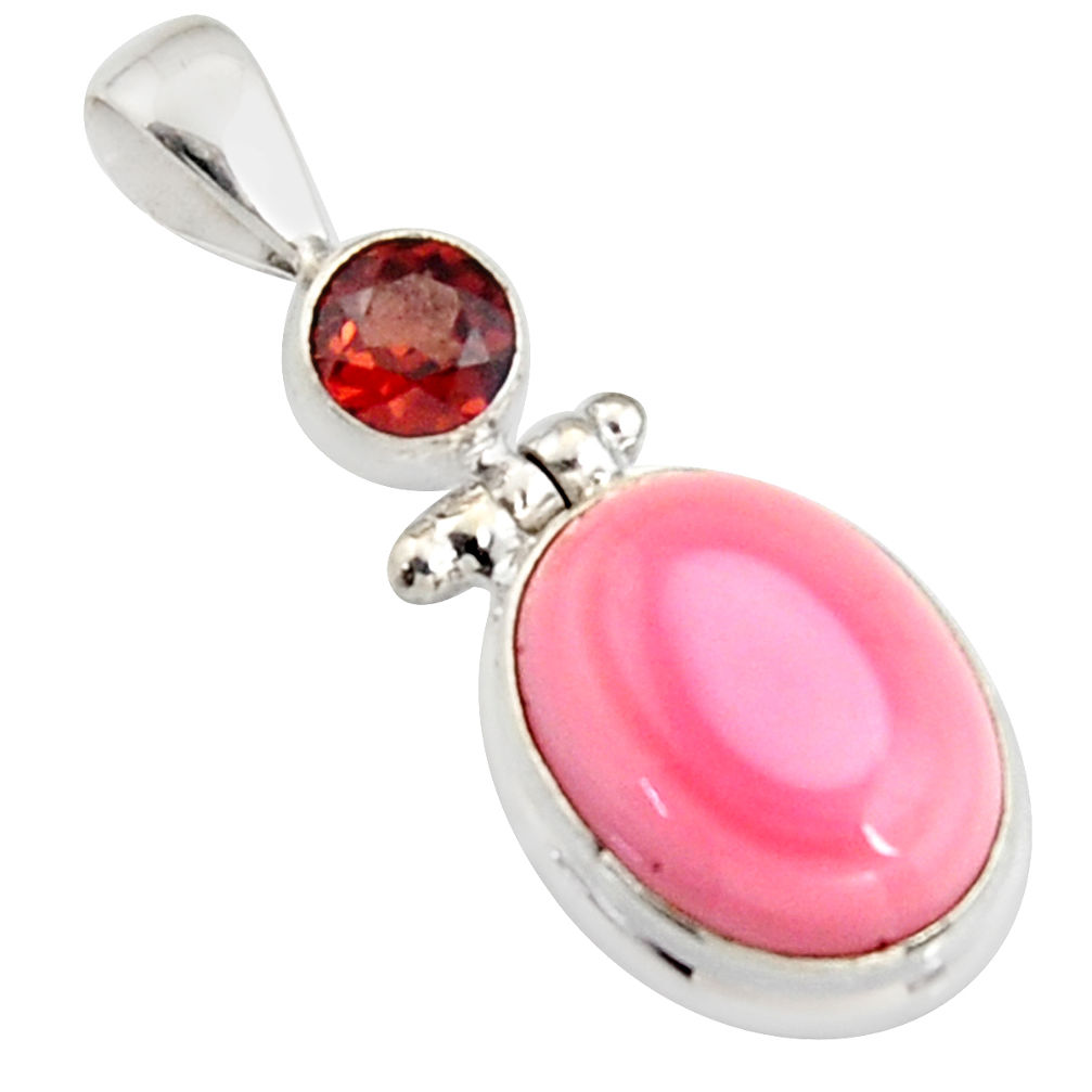 12.07cts natural pink queen conch shell garnet 925 sterling silver pendant r5382