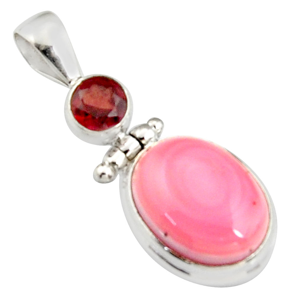 11.87cts natural pink queen conch shell garnet 925 sterling silver pendant r5388
